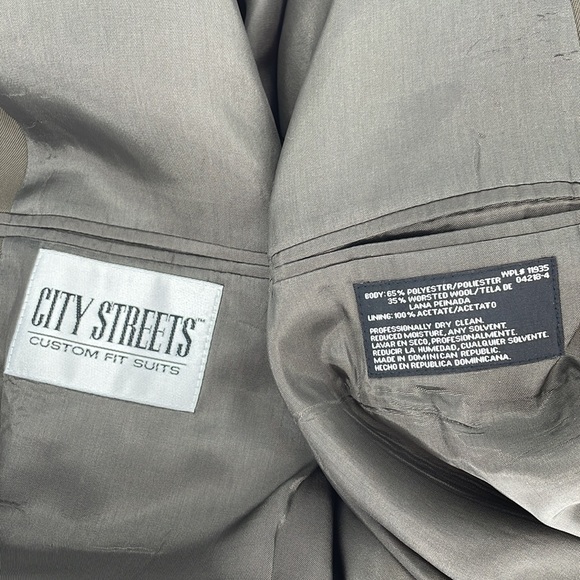 CITY STREETS 47S double breast business suit blazer olive green mens - Picture 4 of 5